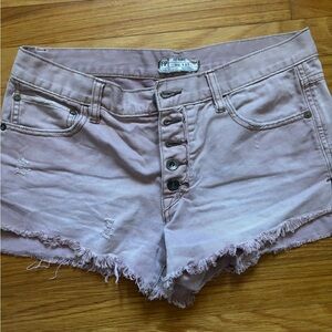 Free People Pink Distressed Women Shorts